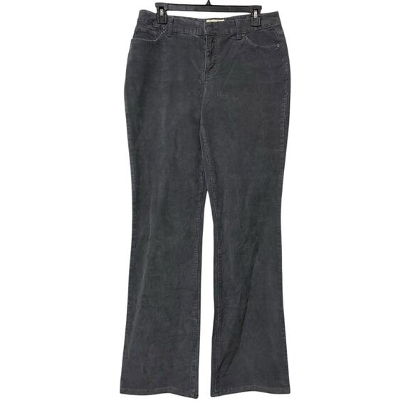 ST JOHN'S BAY Women Gray Corduroy BOOT CUT Pants Cotton Stretch Straight Size 10 - Picture 1 of 7